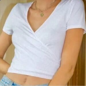 brandy melville short sleeve wrap top